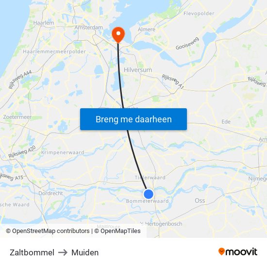 Zaltbommel to Muiden map