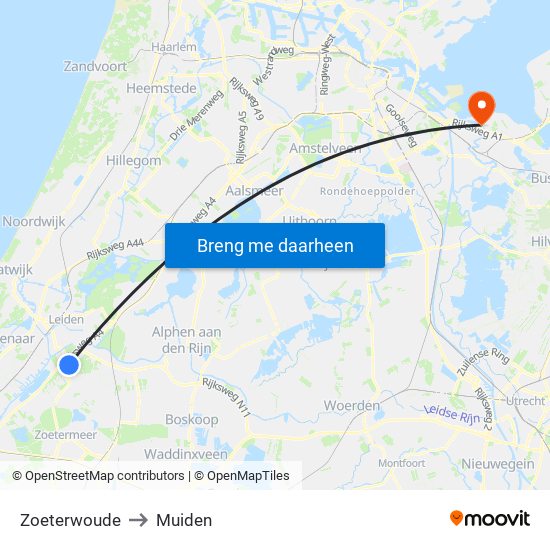 Zoeterwoude to Muiden map