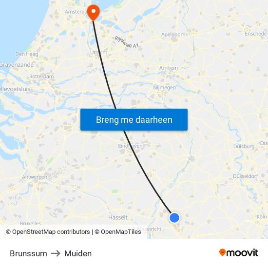 Brunssum to Muiden map