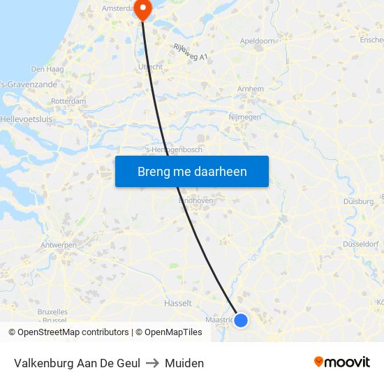 Valkenburg Aan De Geul to Muiden map