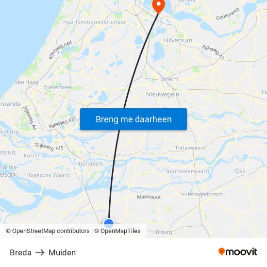 Breda to Muiden map