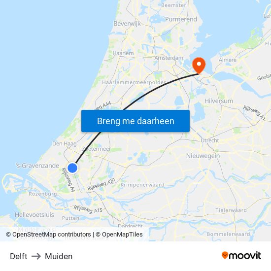 Delft to Muiden map