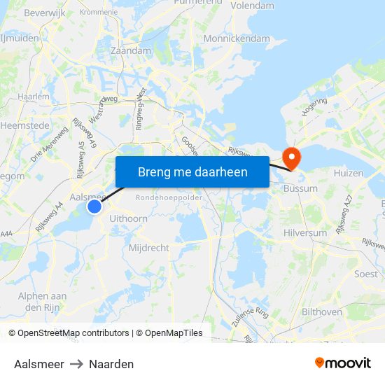 Aalsmeer to Naarden map