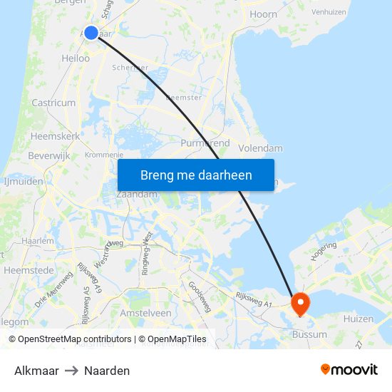 Alkmaar to Naarden map