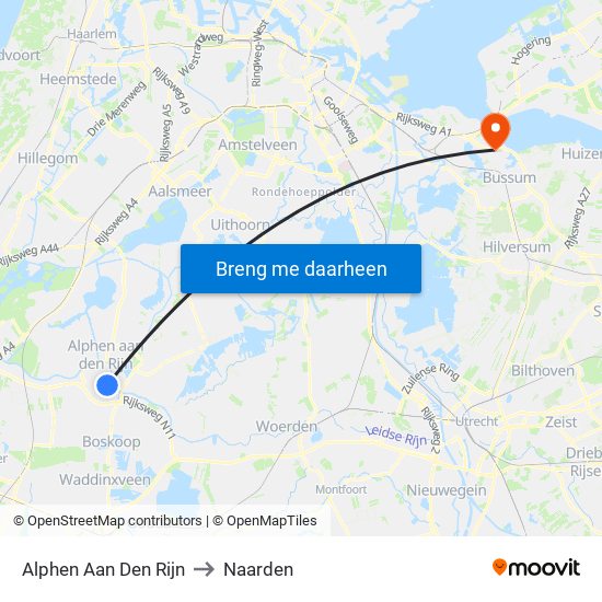 Alphen Aan Den Rijn to Naarden map