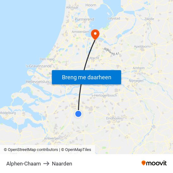 Alphen-Chaam to Naarden map
