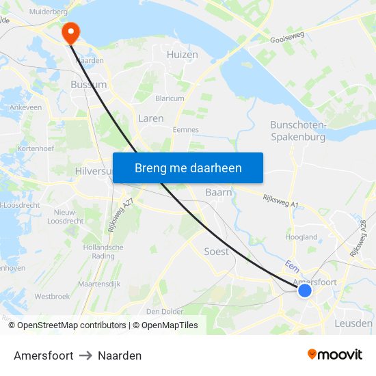 Amersfoort to Naarden map