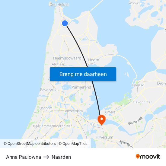 Anna Paulowna to Naarden map