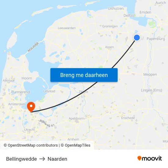 Bellingwedde to Naarden map