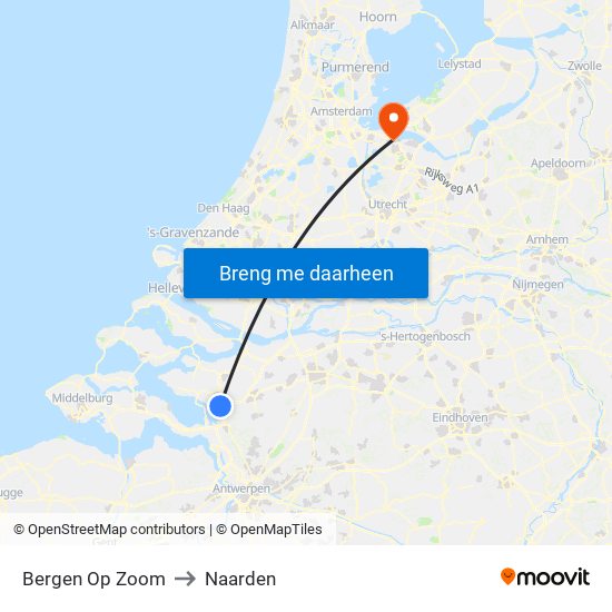 Bergen Op Zoom to Naarden map