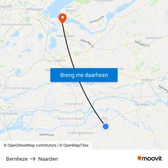Bernheze to Naarden map