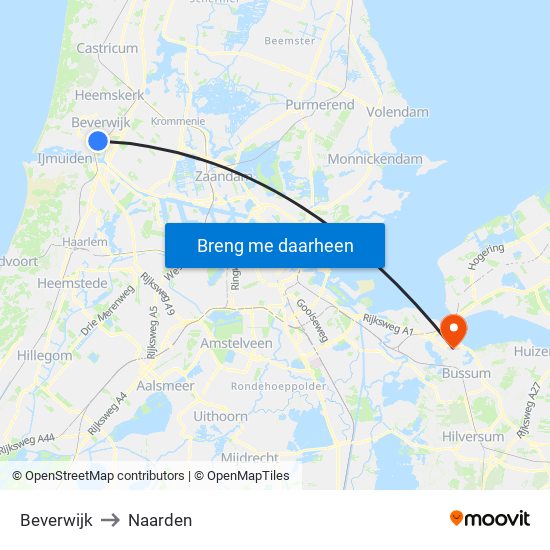 Beverwijk to Naarden map