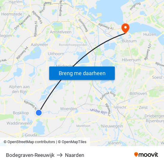Bodegraven-Reeuwijk to Naarden map