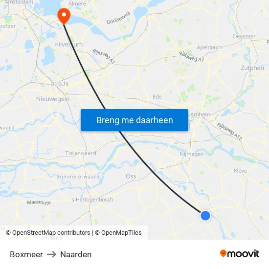 Boxmeer to Naarden map