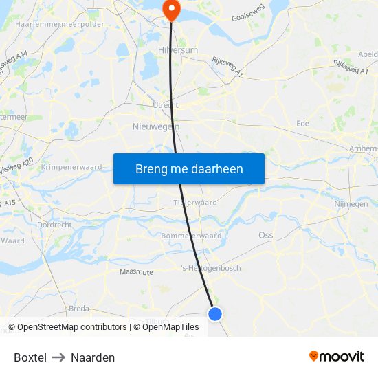 Boxtel to Naarden map