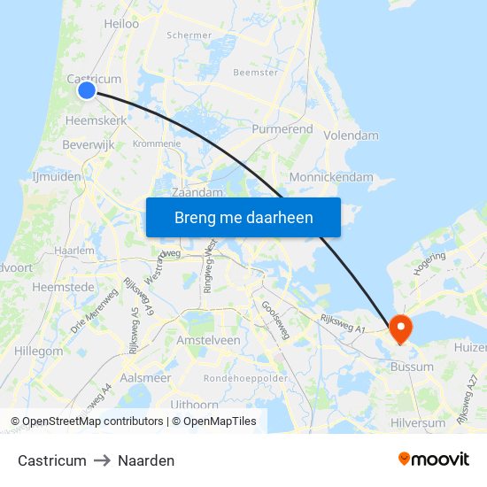 Castricum to Naarden map