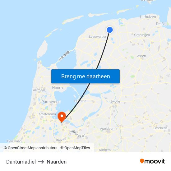 Dantumadiel to Naarden map