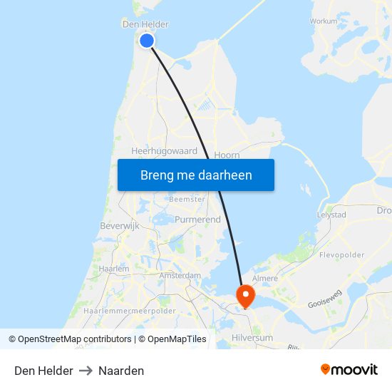 Den Helder to Naarden map