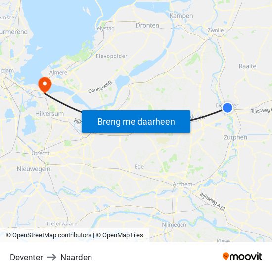 Deventer to Naarden map