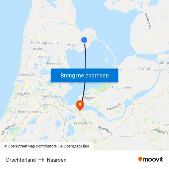 Drechterland to Naarden map