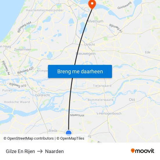 Gilze En Rijen to Naarden map