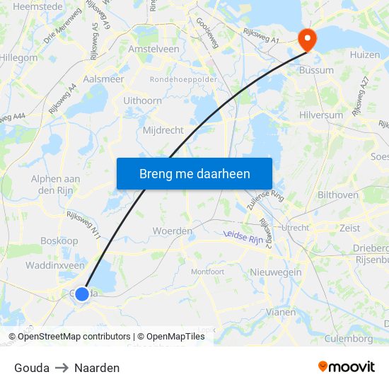 Gouda to Naarden map