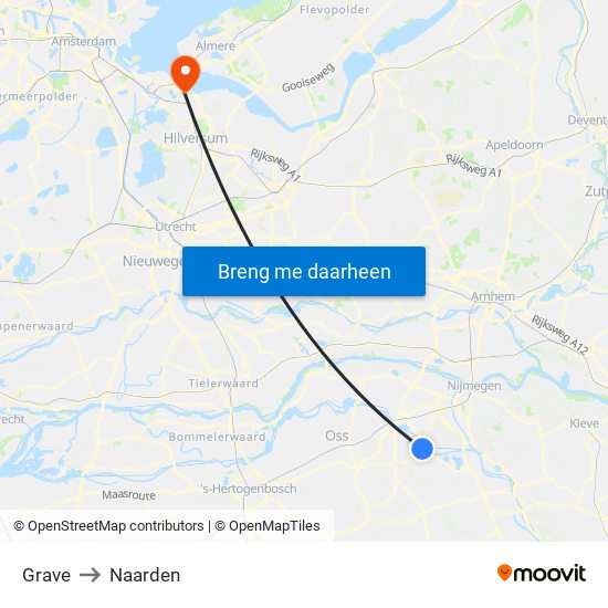 Grave to Naarden map