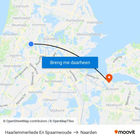 Haarlemmerliede En Spaarnwoude to Naarden map