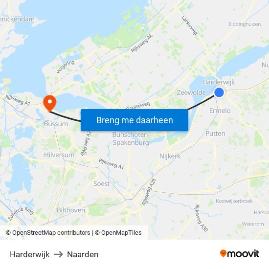 Harderwijk to Naarden map