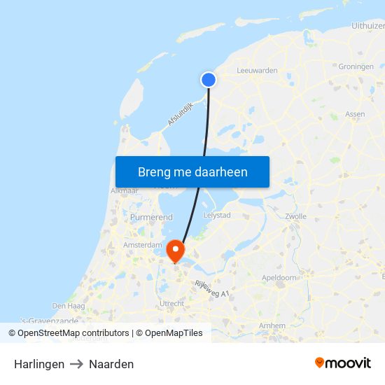 Harlingen to Naarden map