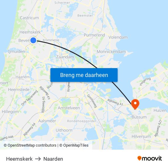 Heemskerk to Naarden map