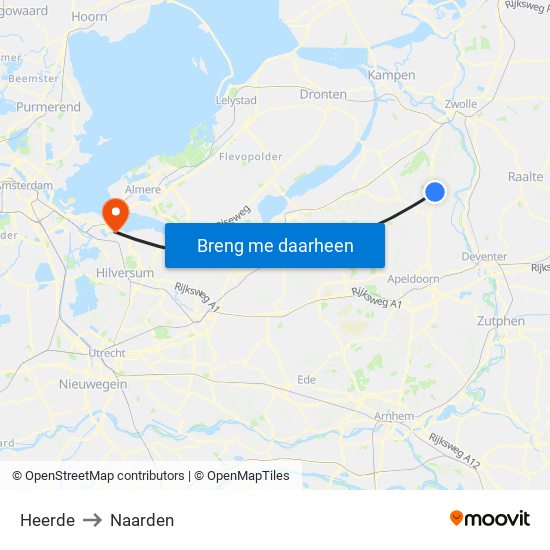 Heerde to Naarden map