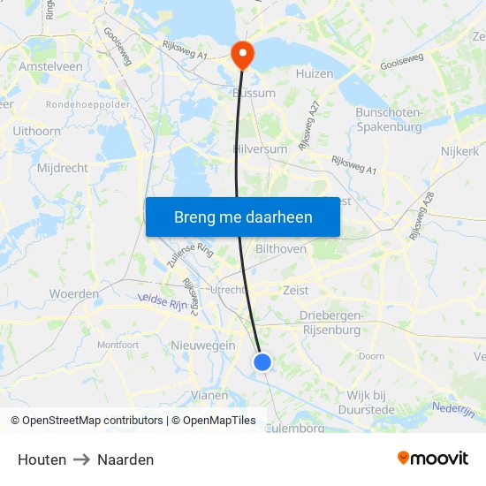 Houten to Naarden map