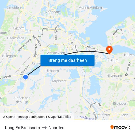 Kaag En Braassem to Naarden map