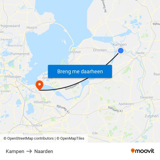 Kampen to Naarden map