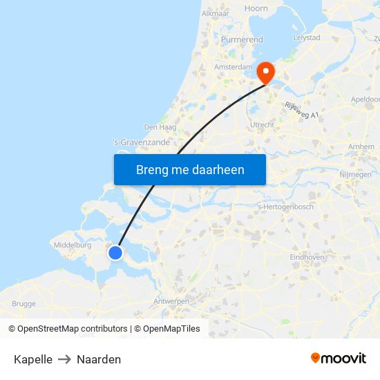 Kapelle to Naarden map