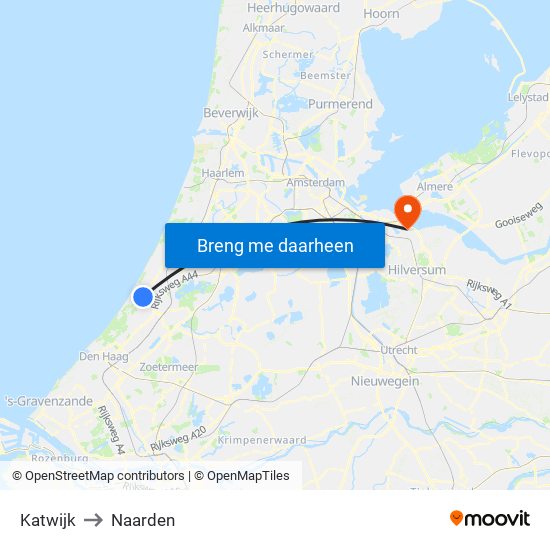 Katwijk to Naarden map