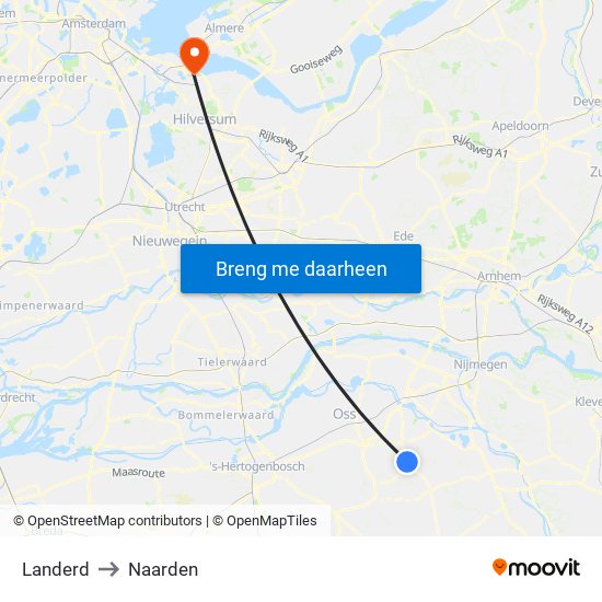 Landerd to Naarden map