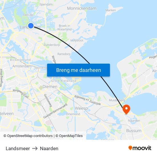 Landsmeer to Naarden map