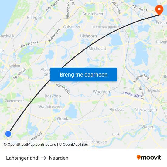 Lansingerland to Naarden map