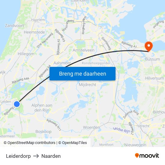 Leiderdorp to Naarden map