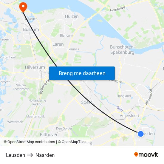 Leusden to Naarden map