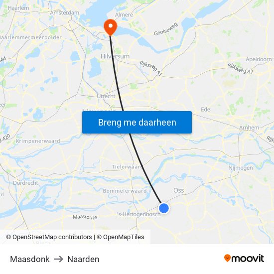 Maasdonk to Naarden map