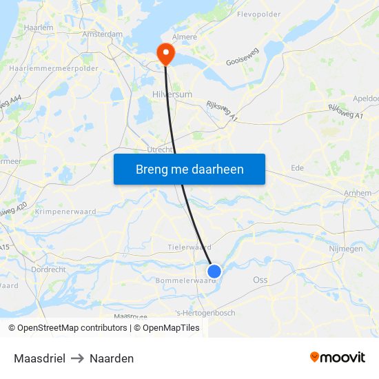Maasdriel to Naarden map