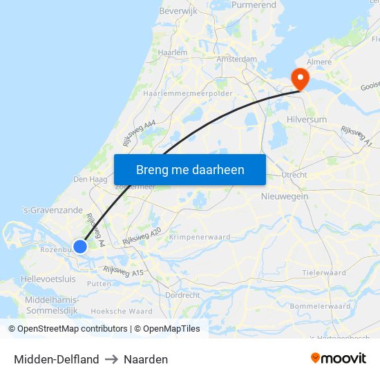Midden-Delfland to Naarden map