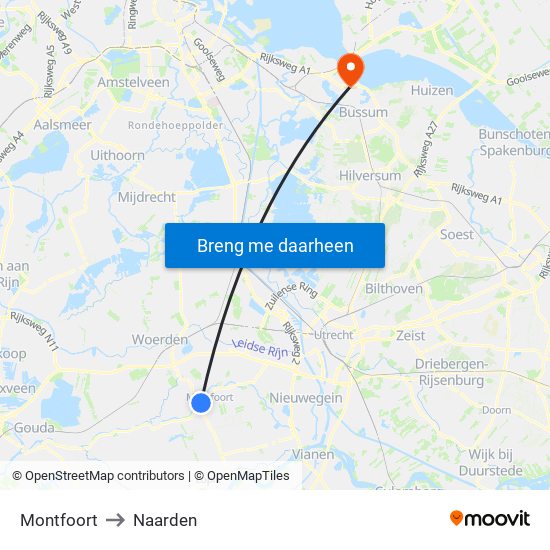 Montfoort to Naarden map