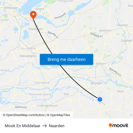 Mook En Middelaar to Naarden map