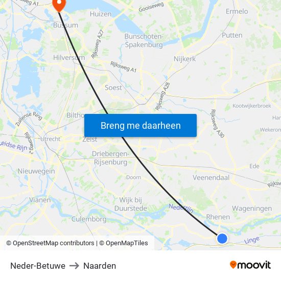 Neder-Betuwe to Naarden map