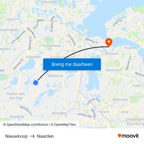 Nieuwkoop to Naarden map