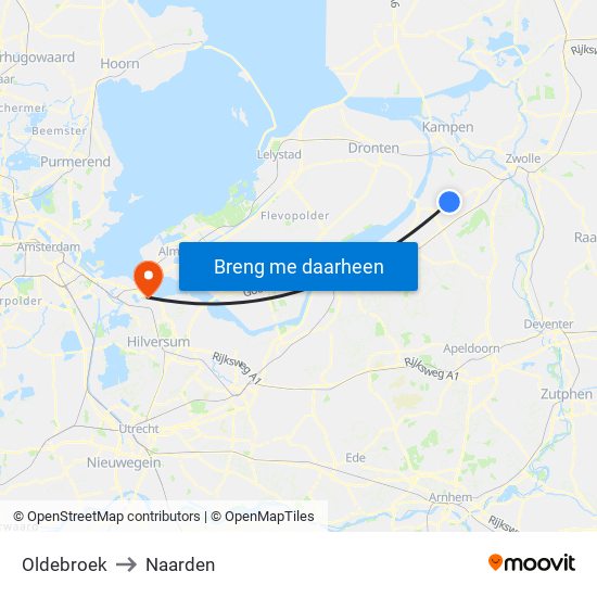 Oldebroek to Naarden map